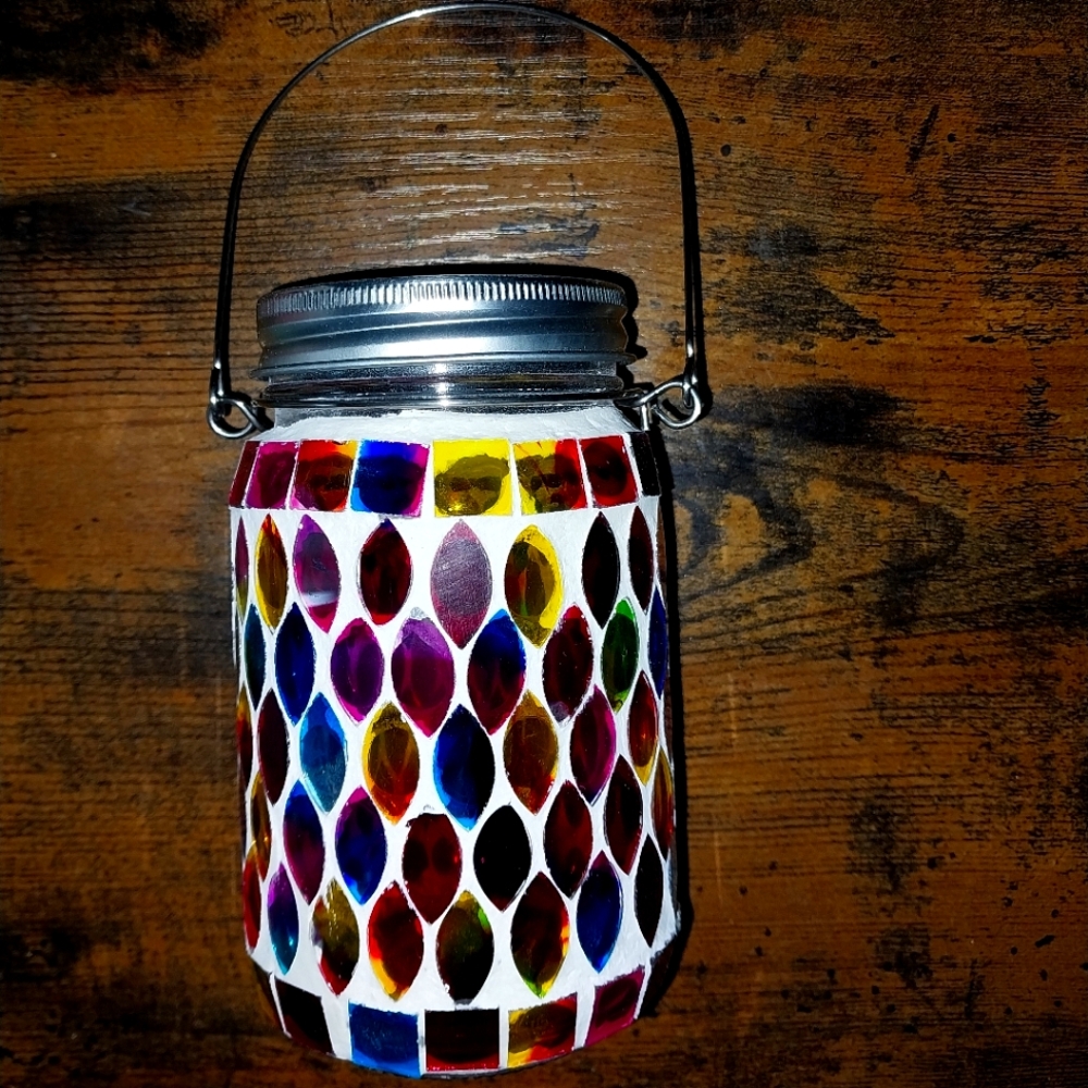 Mosaic Glass Jar Solar Lantern